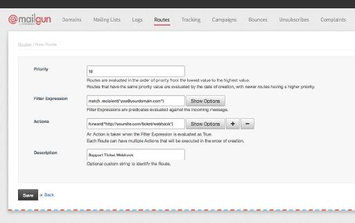 Create the Support Ticket webhook route