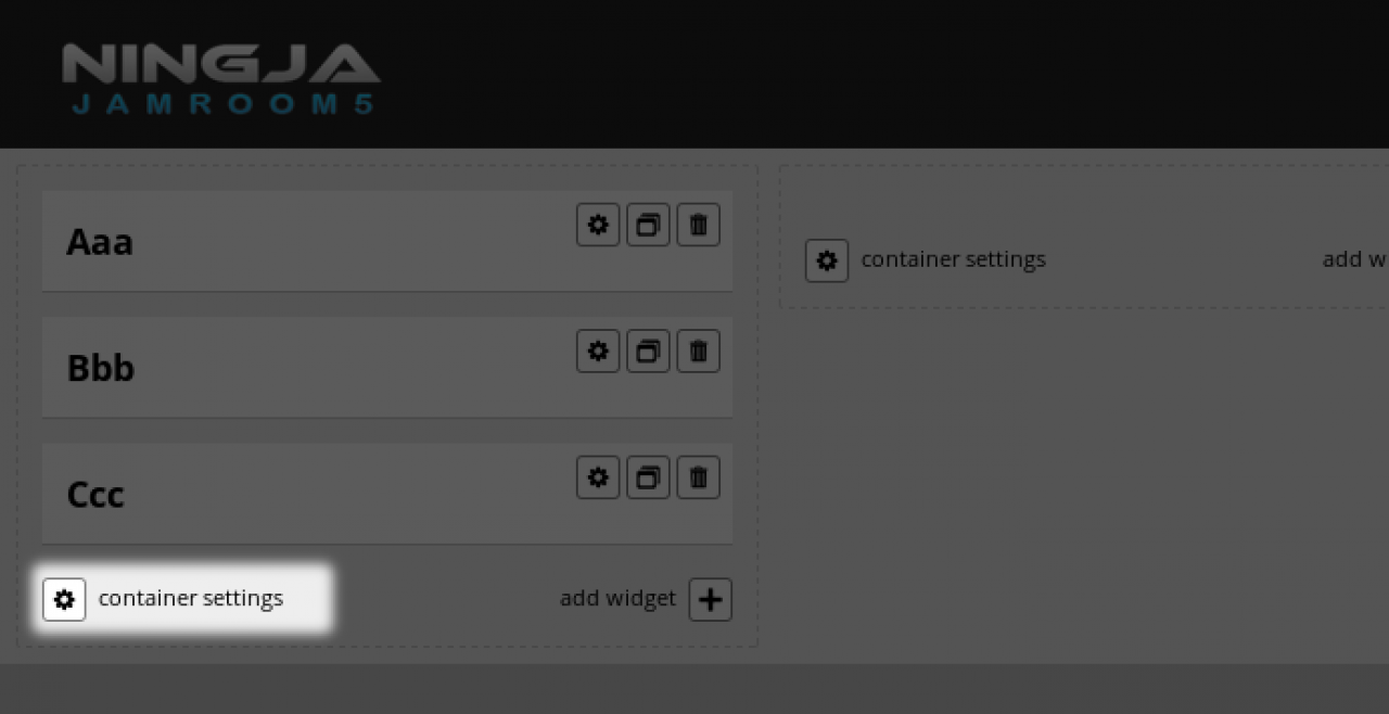 The Button "Container Settings"