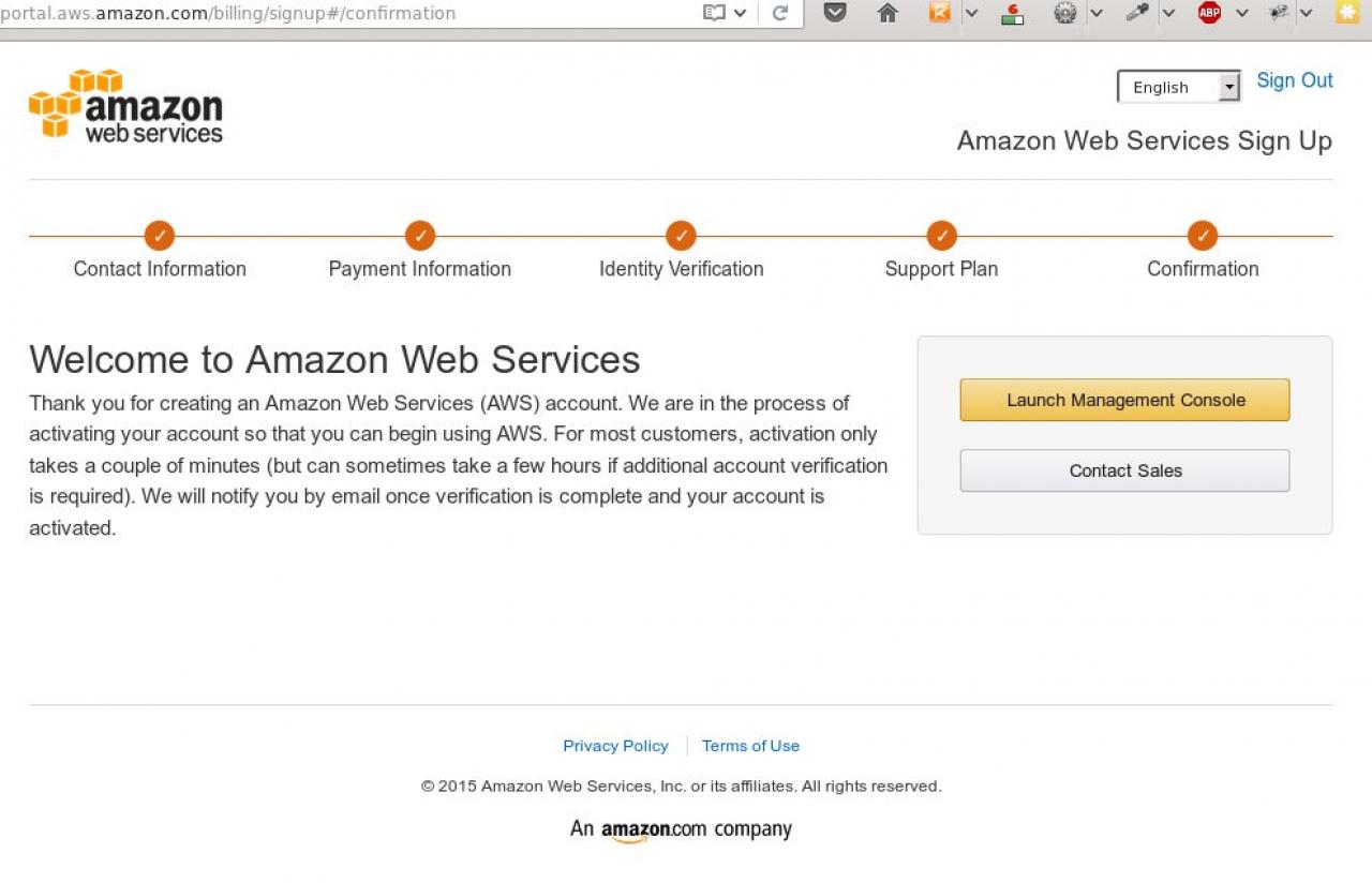 Complete the Amazon Web Services signup