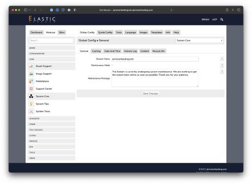 The Admin Control Panel  - ACP